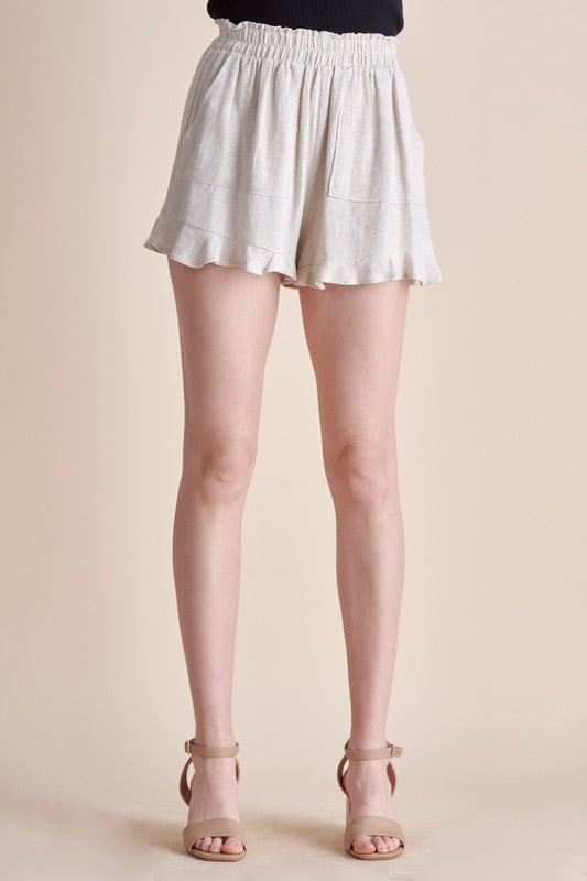 Linen Ruffle Shorts-Allie Rose-Ella G Boutique, Women's Fashion Boutique Located in Warrrington, PA