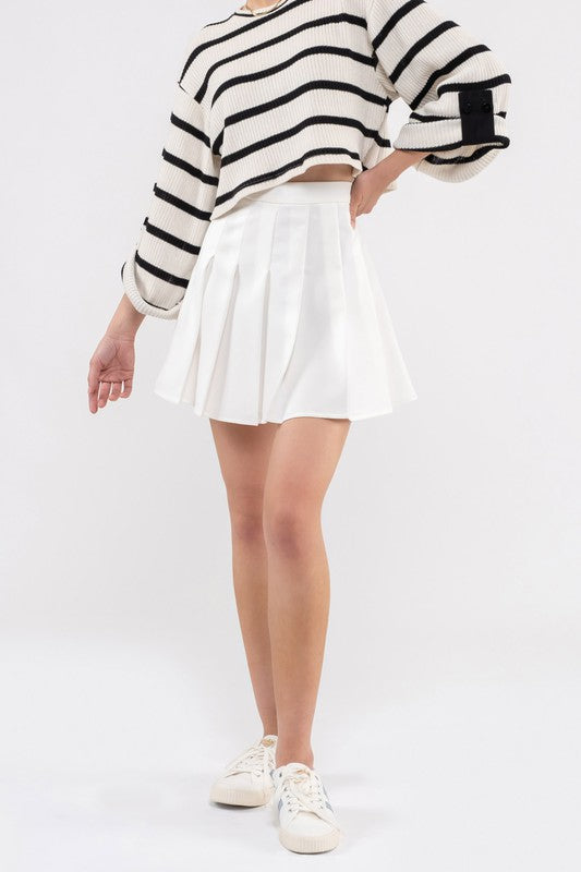 White Pleated Mini Skirt-blu pepper-Ella G Boutique, Women's Fashion Boutique Located in Warrrington, PA