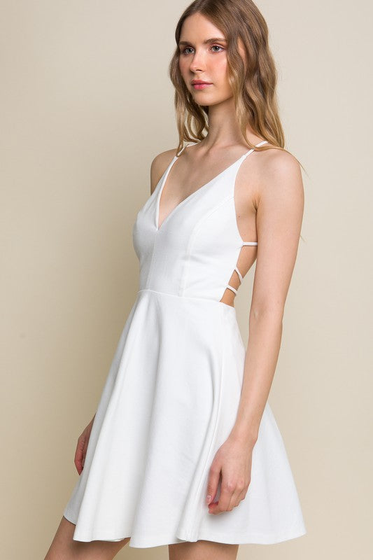 White Backless Skater Dress-Love Tree-Ella G Boutique, Women's Fashion Boutique Located in Warrrington, PA