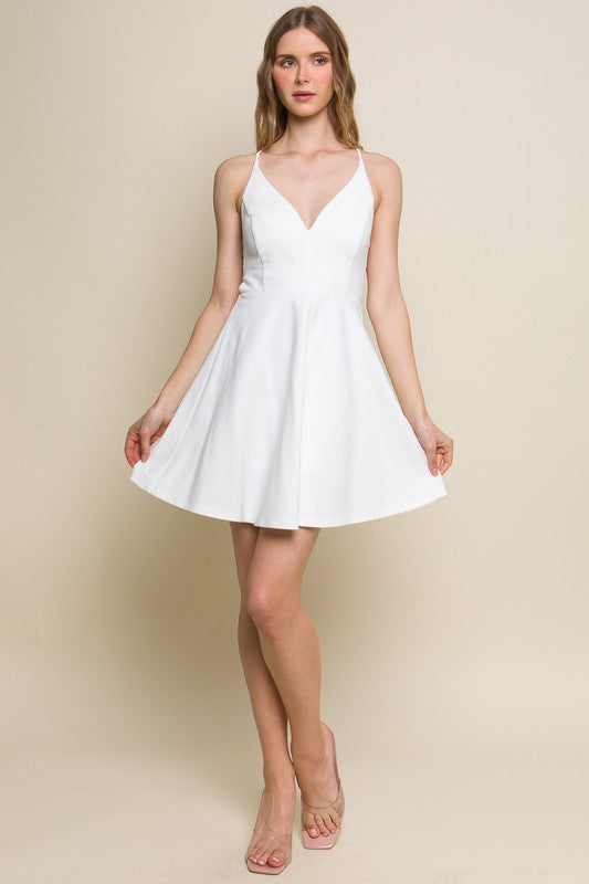 White Backless Skater Dress-Love Tree-Ella G Boutique, Women's Fashion Boutique Located in Warrrington, PA