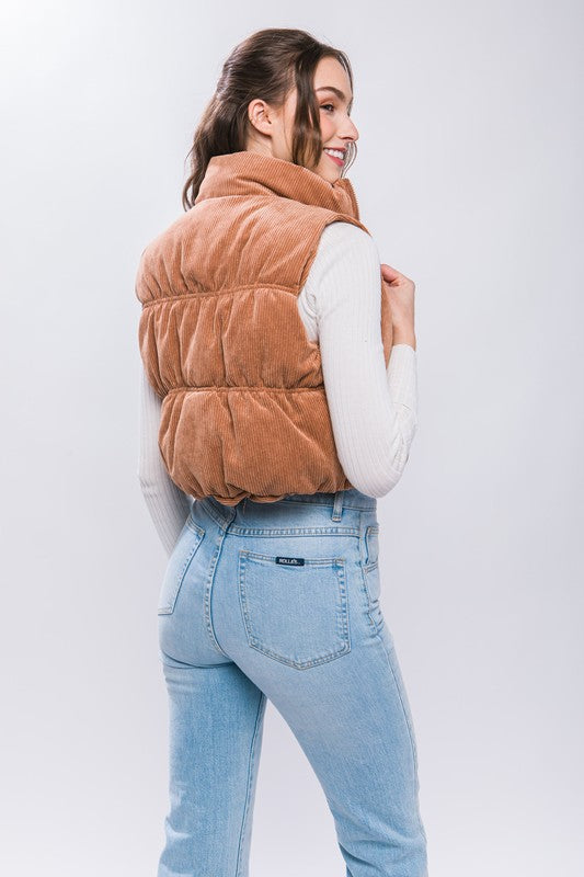 Corduroy Camel Puffer Vest-Love Tree-Ella G Boutique, Women's Fashion Boutique Located in Warrrington, PA