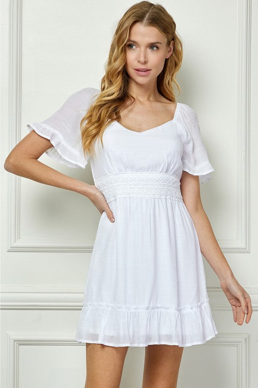 Short Sleeve Sweetheart White Dress-Winslow Collection-Ella G Boutique, Women's Fashion Boutique Located in Warrrington, PA