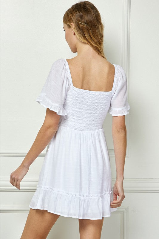 Short Sleeve Sweetheart White Dress-Winslow Collection-Ella G Boutique, Women's Fashion Boutique Located in Warrrington, PA
