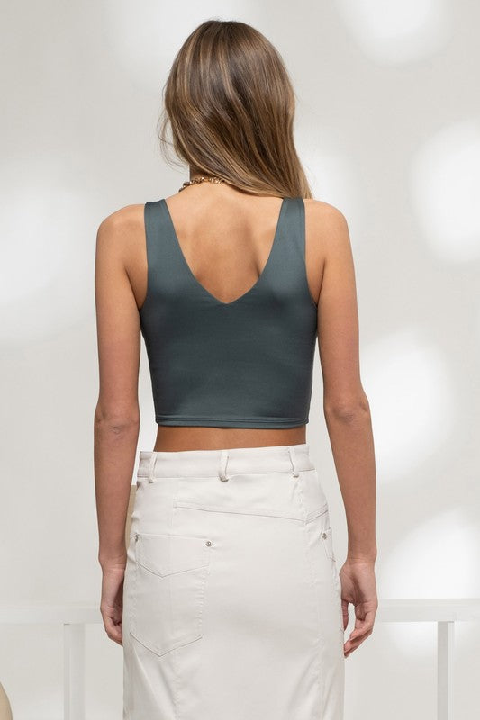 Basic V Neck Crop Tank-blu pepper-Ella G Boutique, Women's Fashion Boutique Located in Warrrington, PA