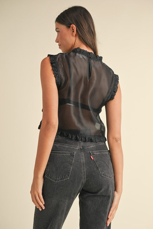 Black Sheer Bow Tank-Mable-Ella G Boutique, Women's Fashion Boutique Located in Warrrington, PA