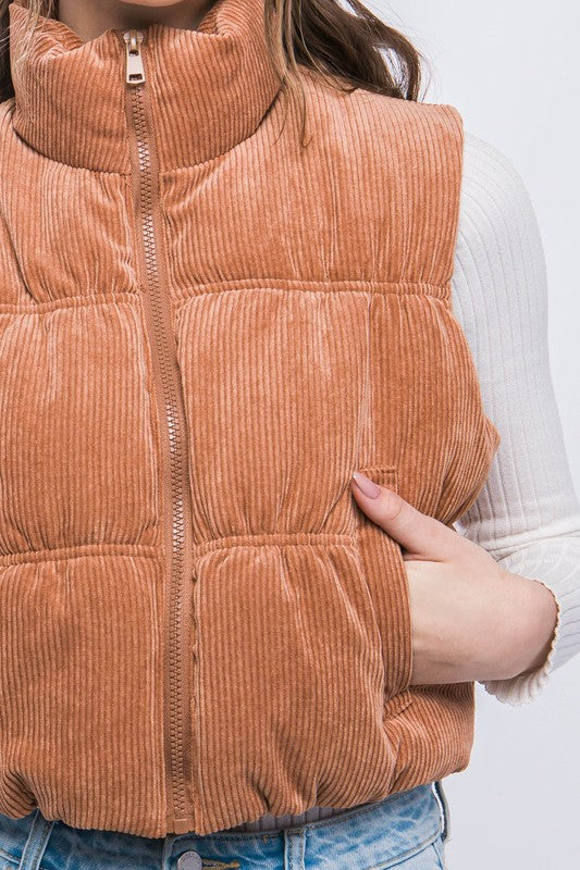 Corduroy Camel Puffer Vest-Love Tree-Ella G Boutique, Women's Fashion Boutique Located in Warrrington, PA