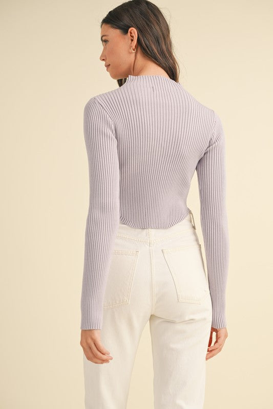 Lavender Mock Neck Cropped Sweater-Mable-Ella G Boutique, Women's Fashion Boutique Located in Warrrington, PA