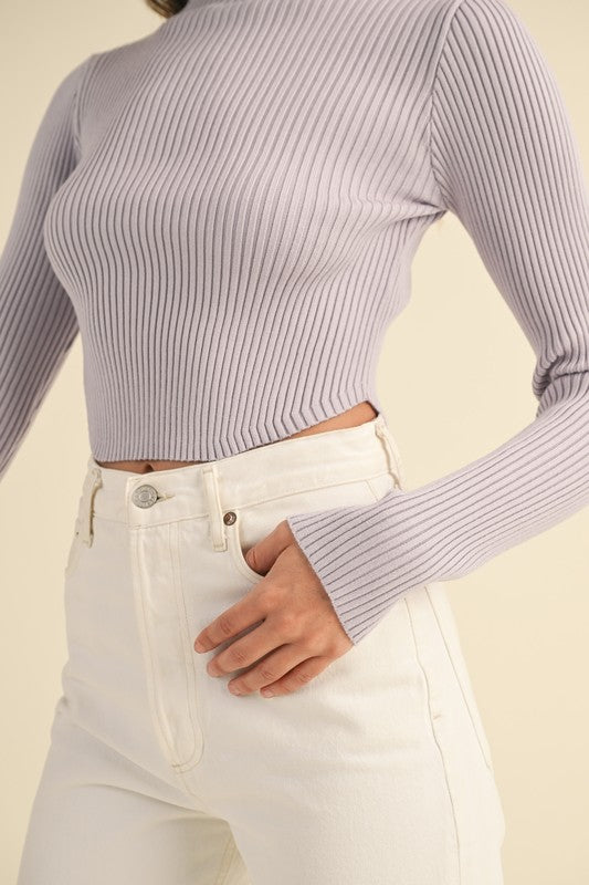 Lavender Mock Neck Cropped Sweater-Mable-Ella G Boutique, Women's Fashion Boutique Located in Warrrington, PA