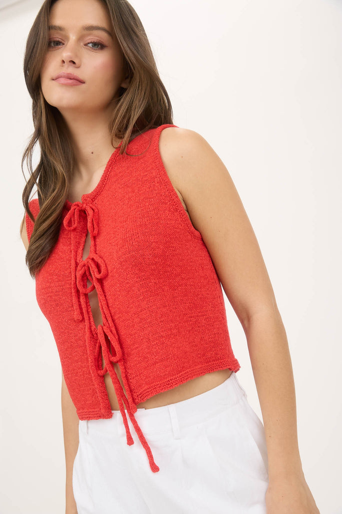 Red Knit Cropped Sweater Vest-blu pepper-Ella G Boutique, Women's Fashion Boutique Located in Warrrington, PA