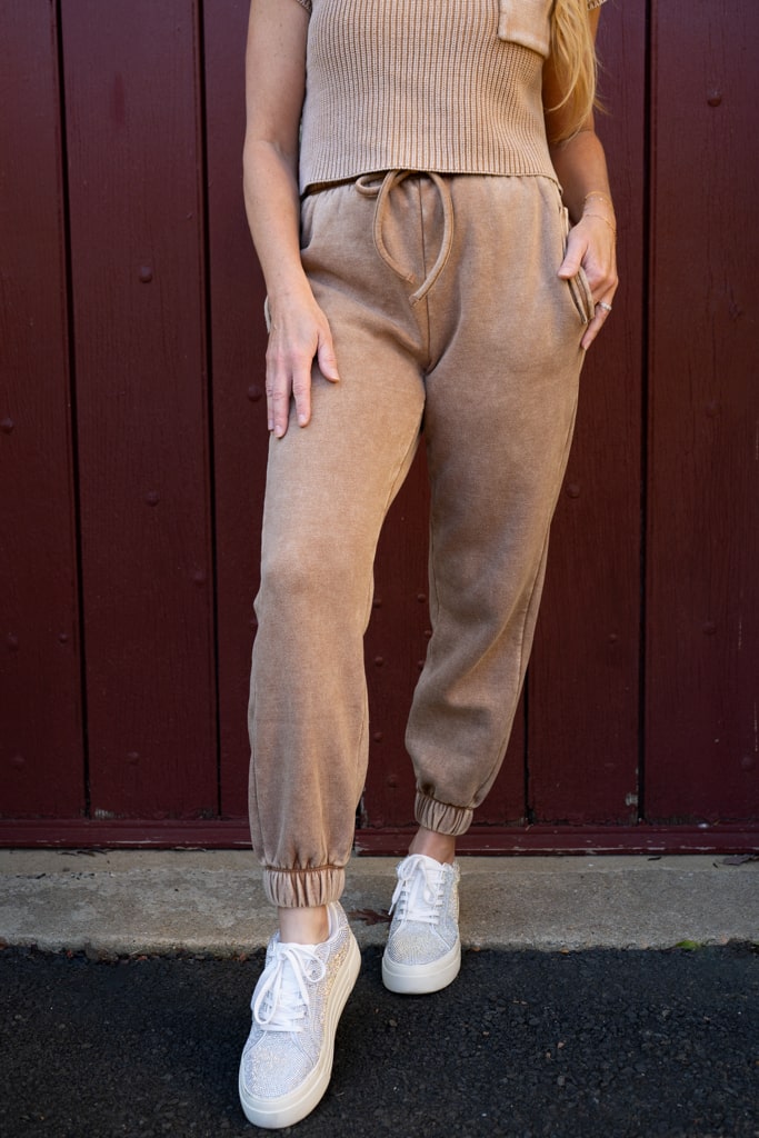 Acid Wash Fleece Sweatpant Joggers-zenana-Ella G Boutique, Women's Fashion Boutique Located in Warrrington, PA