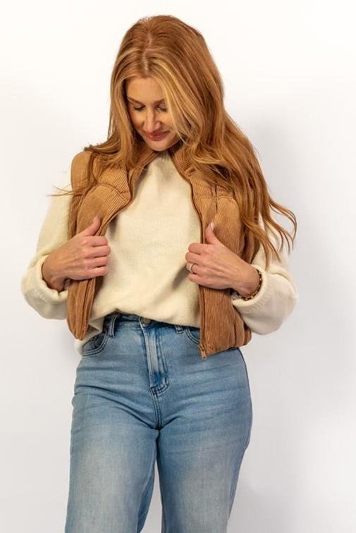 Corduroy Camel Puffer Vest-Love Tree-Ella G Boutique, Women's Fashion Boutique Located in Warrrington, PA