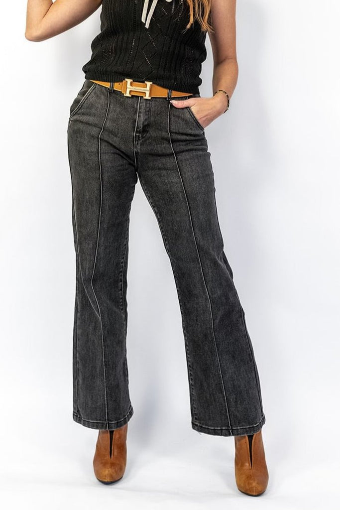 Charcoal Flare Stretch Denim-So Me-Ella G Boutique, Women's Fashion Boutique Located in Warrrington, PA