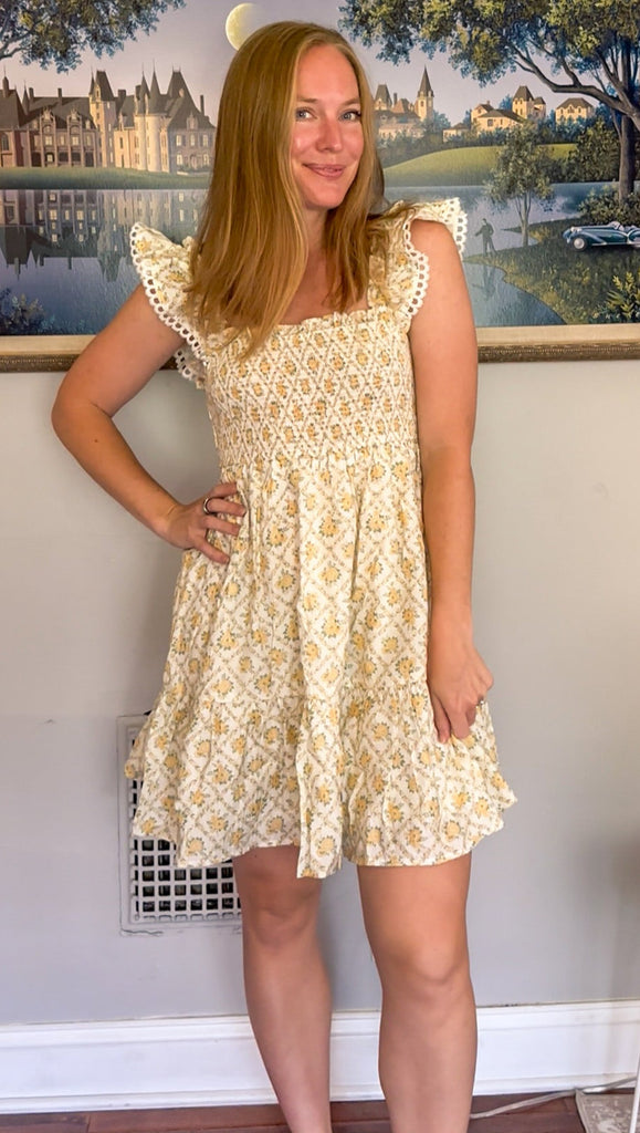 Yellow Multi Floral Summer Dress-blu pepper-Ella G Boutique, Women's Fashion Boutique Located in Warrrington, PA