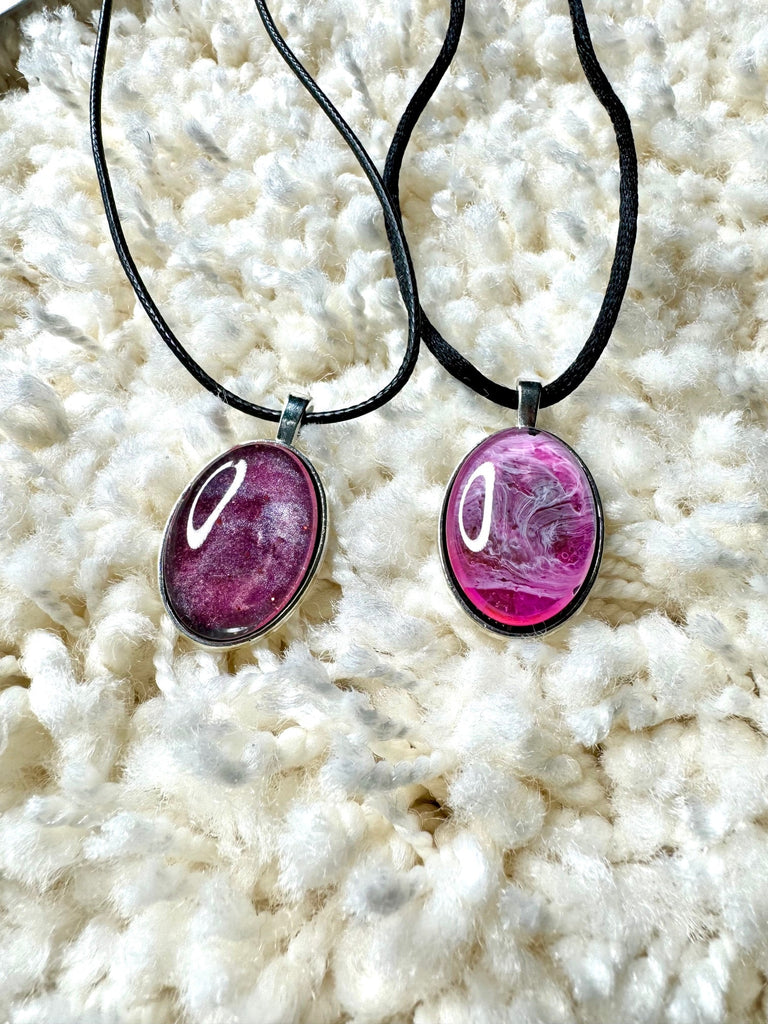 Handmade Resin Pink Oval Necklaces-Curran Creations-Ella G Boutique, Women's Fashion Boutique Located in Warrrington, PA