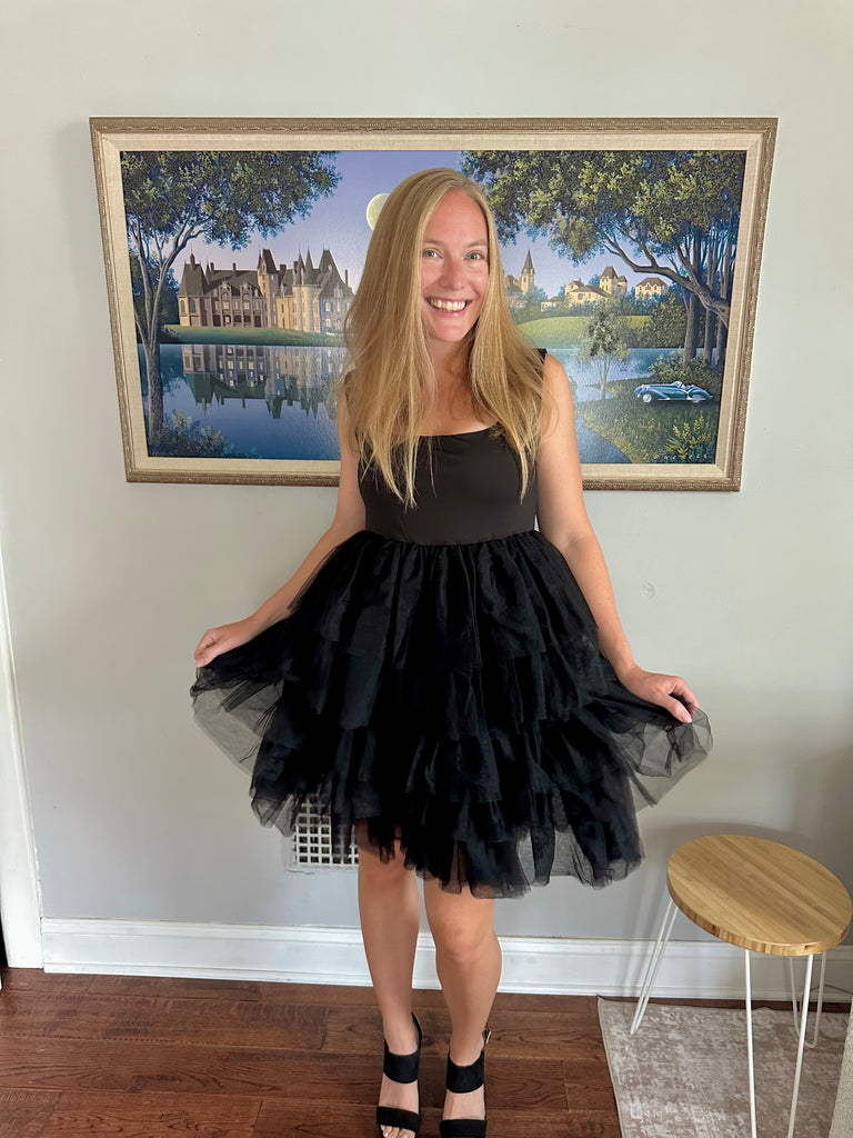 Black Tiered Cancan Dress-bibi outlet-Ella G Boutique, Women's Fashion Boutique Located in Warrrington, PA