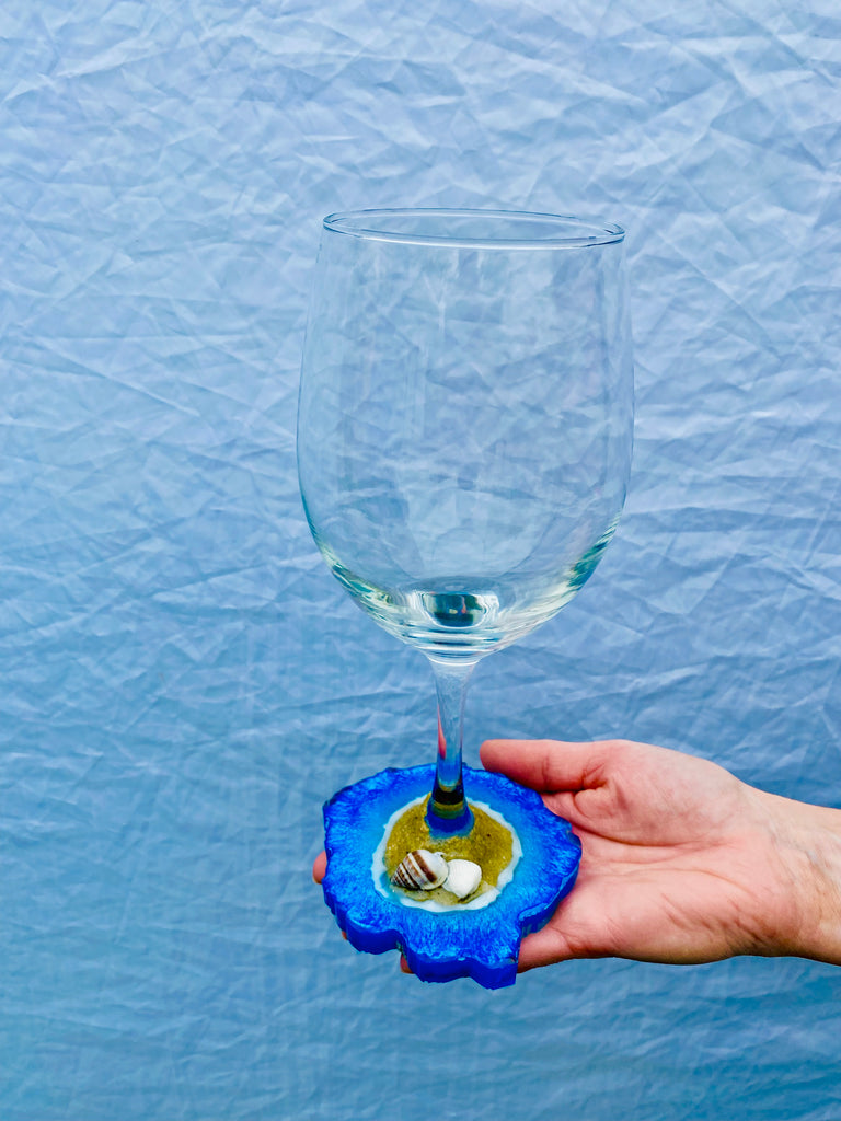 Handmade Beach Resin Wine Glasses-Curran Creations-Ella G Boutique, Women's Fashion Boutique Located in Warrrington, PA