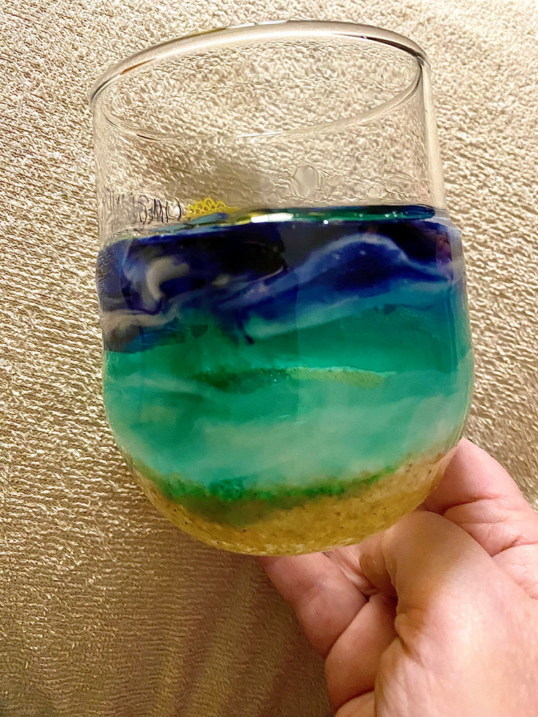 Resin Beach Butterfly Wine Glasses-Curran Creations-Ella G Boutique, Women's Fashion Boutique Located in Warrrington, PA