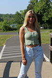 Sage Scalloped Crop Top