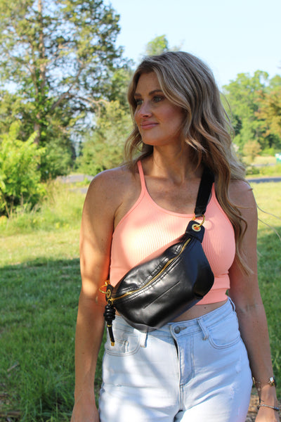 Large Black Sling Bum Bag