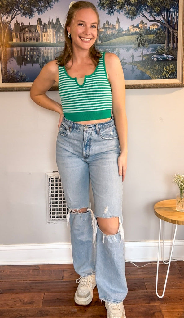 Striped Keyhole Cutout Bra Tank-zenana-Ella G Boutique, Women's Fashion Boutique Located in Warrrington, PA