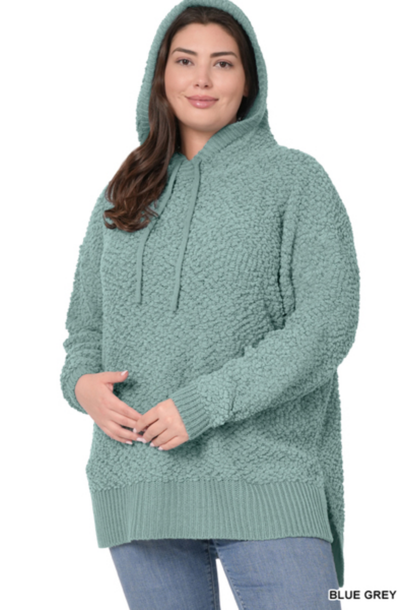 Hooded hot sale popcorn sweater