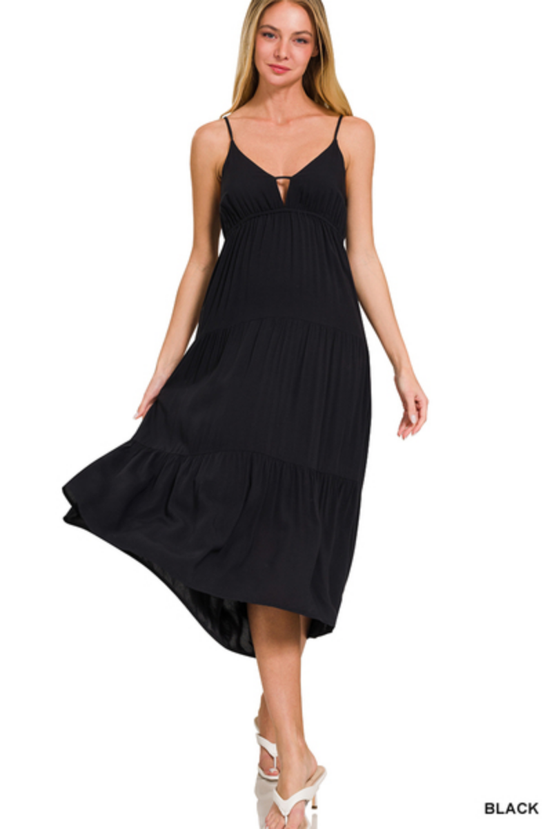 tiered cami midi dress BloomChic Women's Plus Size Colorblock Tiered Pockets Cami Midi Dress Indigo Blue Color Block Maxi Casual 28/5X