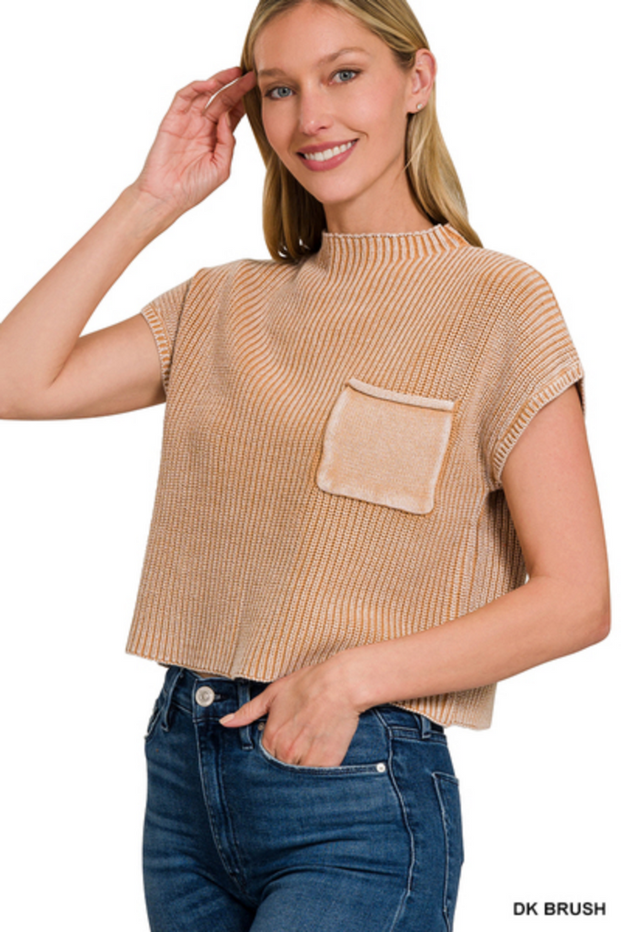 Mock Neck Short Sleeve Sweater-zenana-Ella G Boutique, Women's Fashion Boutique Located in Warrrington, PA