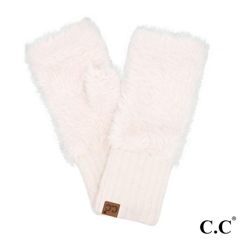 Ivory CC Fingerless Gloves-C.C.-Ella G Boutique, Women's Fashion Boutique Located in Warrrington, PA