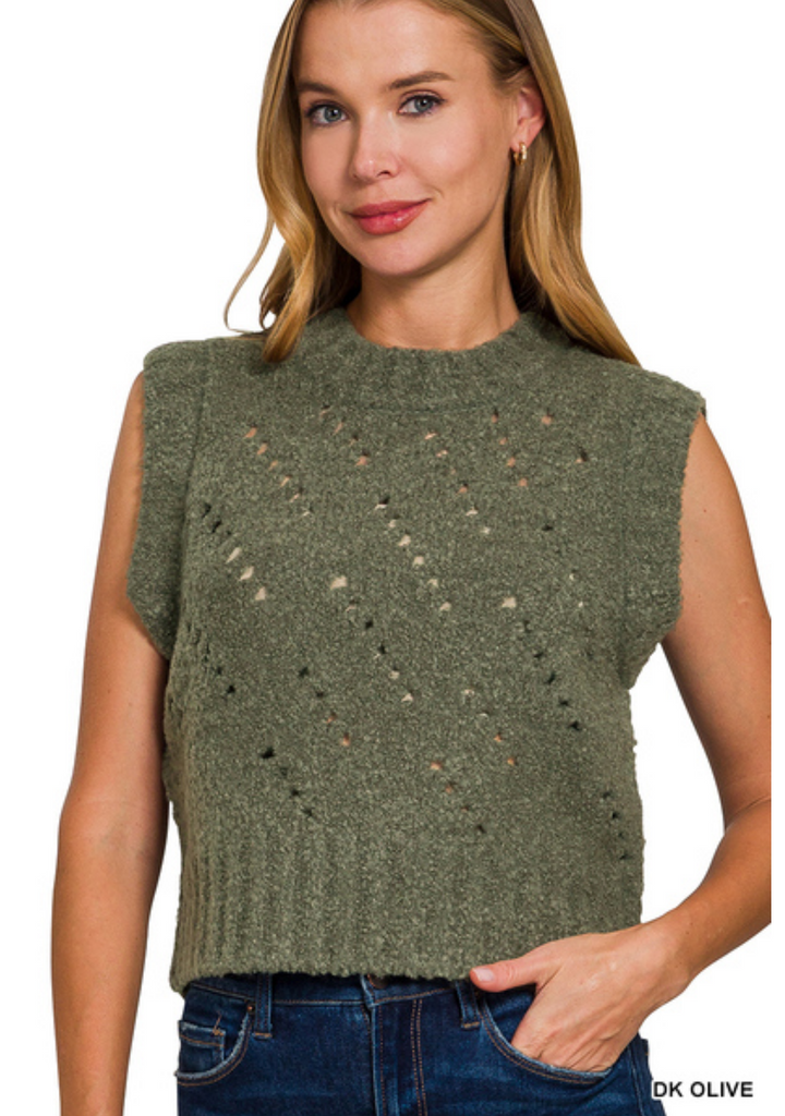 Textured Sleeveless Sweater Vest-zenana-Ella G Boutique, Women's Fashion Boutique Located in Warrrington, PA