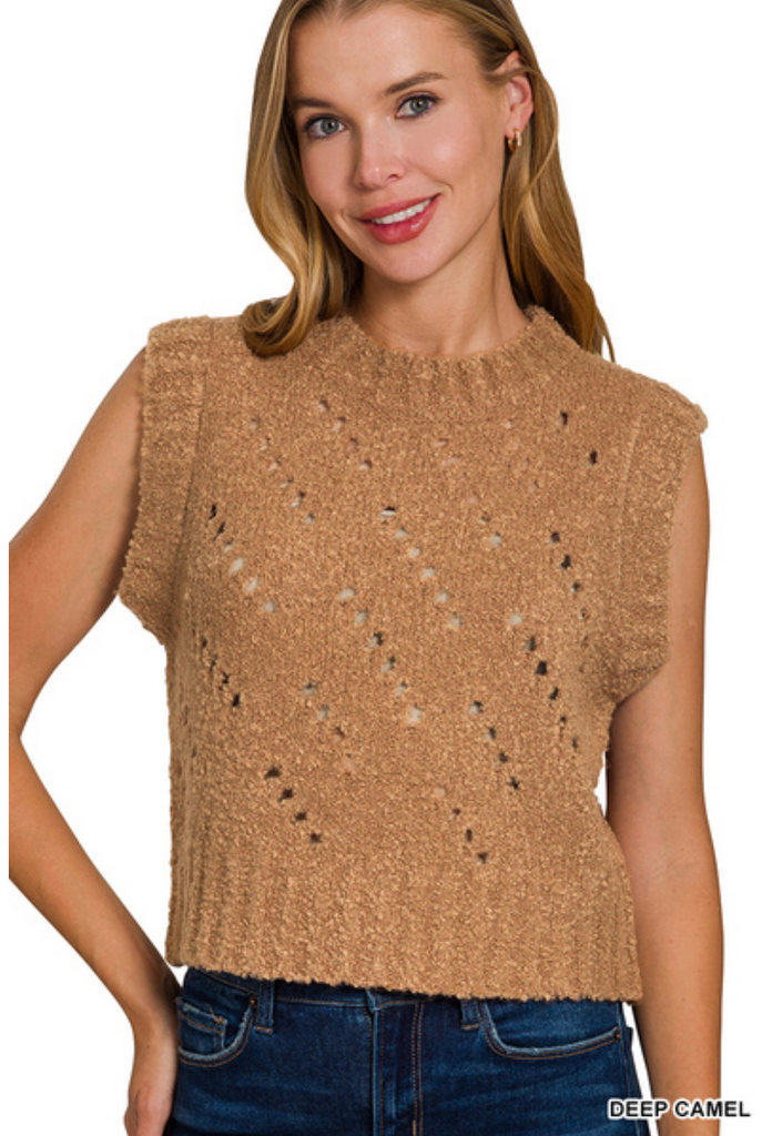 Textured Sleeveless Sweater Vest-zenana-Ella G Boutique, Women's Fashion Boutique Located in Warrrington, PA