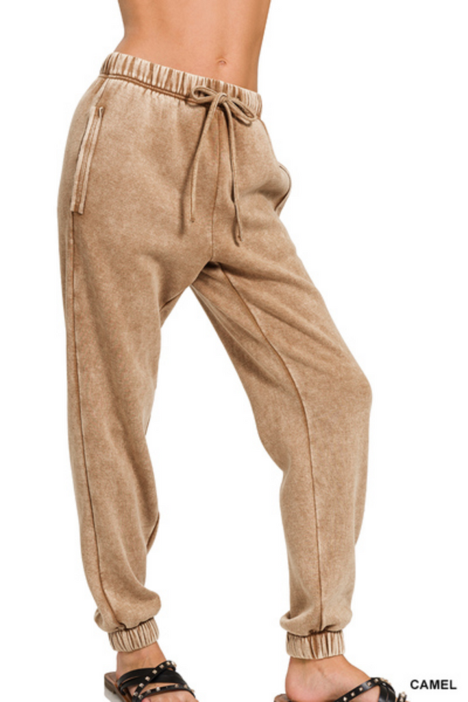 Acid Wash Fleece Sweatpant Joggers-zenana-Ella G Boutique, Women's Fashion Boutique Located in Warrrington, PA