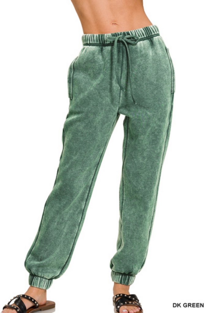 Acid Wash Fleece Sweatpant Joggers-zenana-Ella G Boutique, Women's Fashion Boutique Located in Warrrington, PA