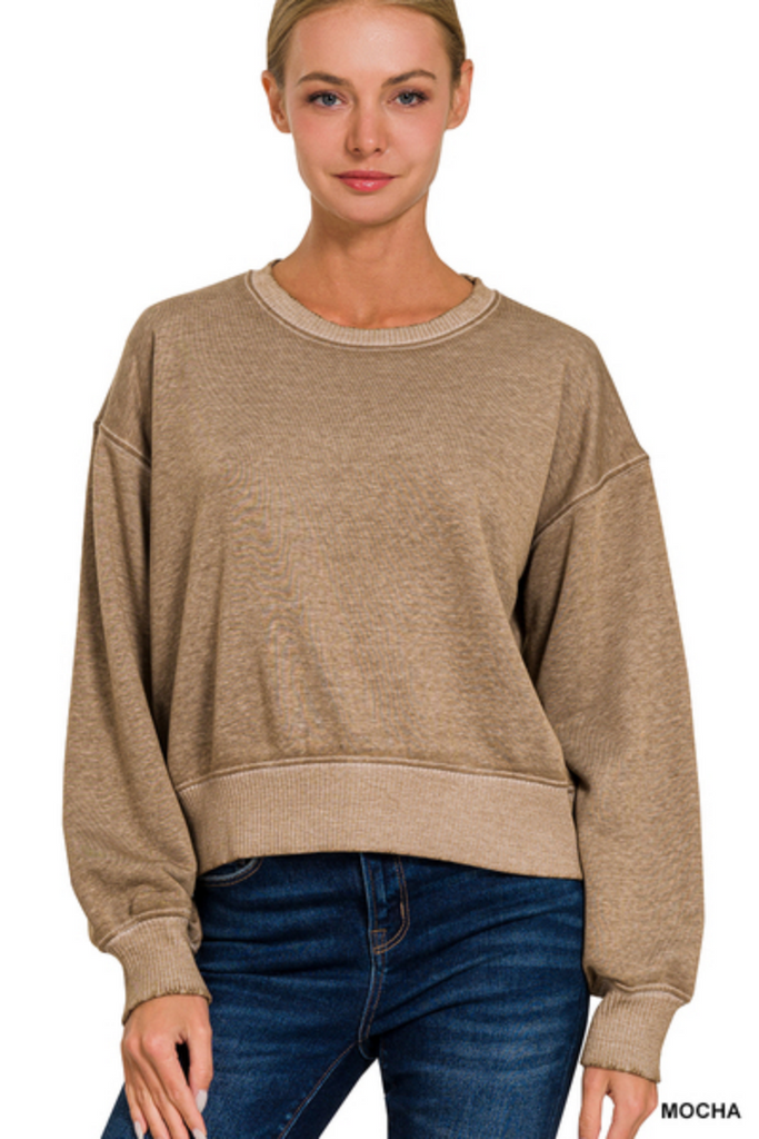 Mocha Soft Fleece Lined Pullover-zenana-Ella G Boutique, Women's Fashion Boutique Located in Warrrington, PA