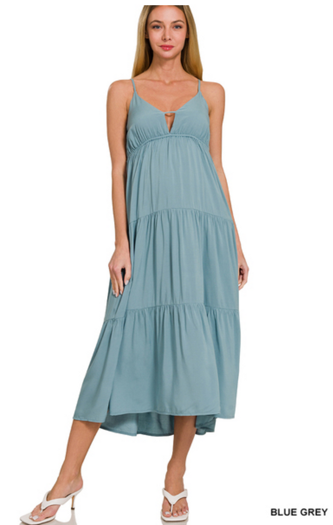 Tiered Midi Cami Dress-zenana-Ella G Boutique, Women's Fashion Boutique Located in Warrrington, PA