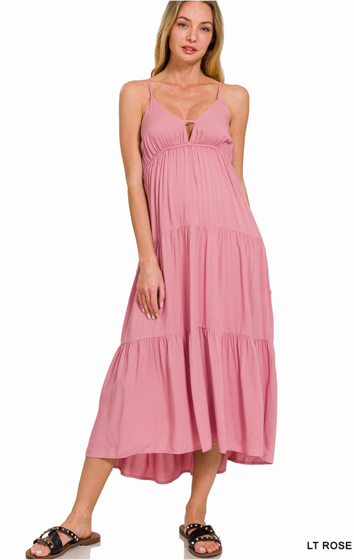 tiered cami midi dress POL Embroidered Detail Tassel Tie Smocked Waist Midi Tiered Cami Dress Charming Charlie