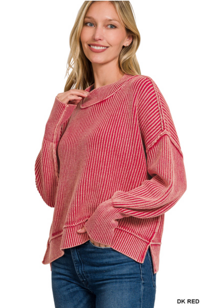 Oversized Ribbed Crop Sweater-zenana-Ella G Boutique, Women's Fashion Boutique Located in Warrrington, PA