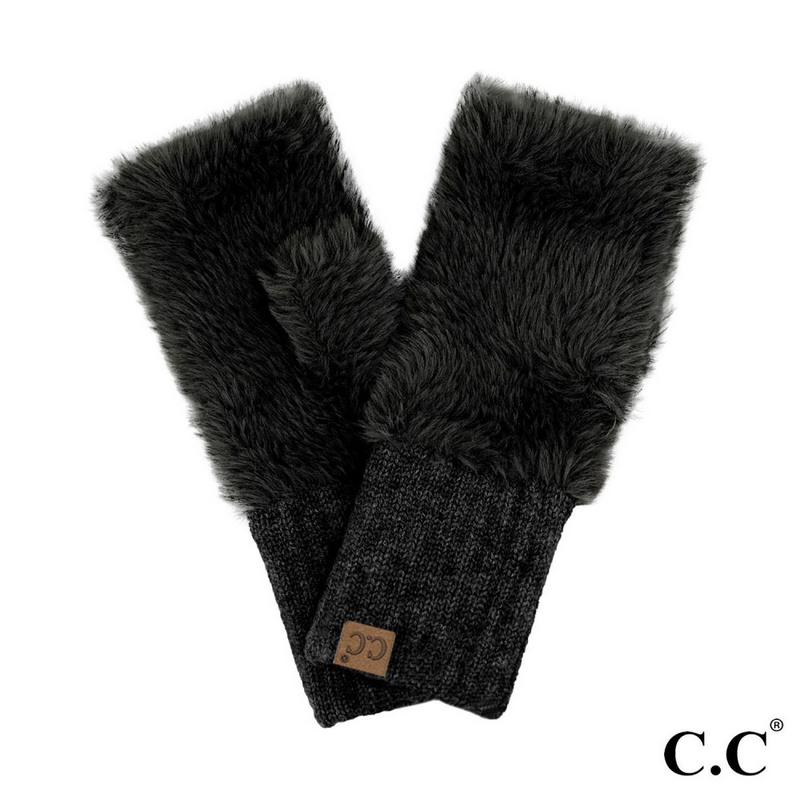 Faux Fur CC Fingerless Gloves-C.C.-Ella G Boutique, Women's Fashion Boutique Located in Warrrington, PA