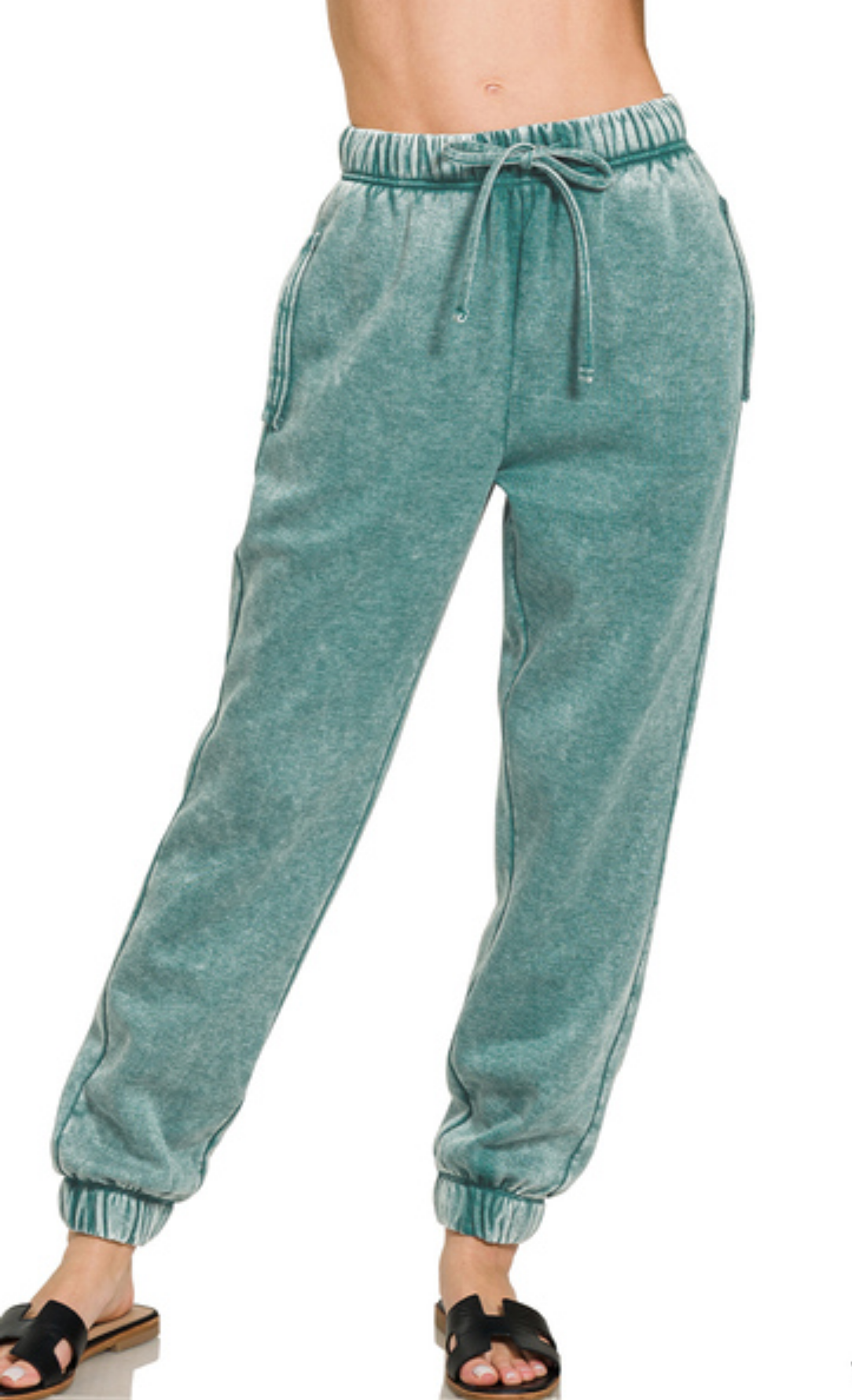 Zenana Fleece Lined Acid Wash Joggers | Ella G Boutique