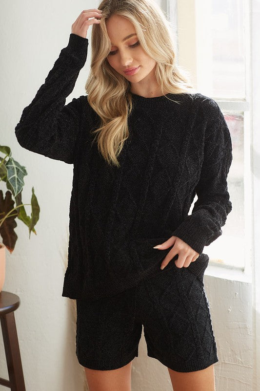 Black Cozy Sweater Shorts-Bibi-Ella G Boutique, Women's Fashion Boutique Located in Warrrington, PA