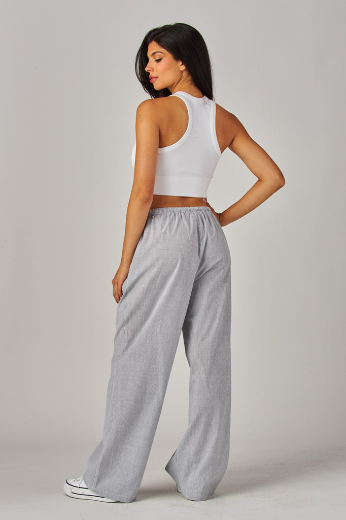 Black Pinstripe Pocket Boxer Pants-love poem-Ella G Boutique, Women's Fashion Boutique Located in Warrrington, PA