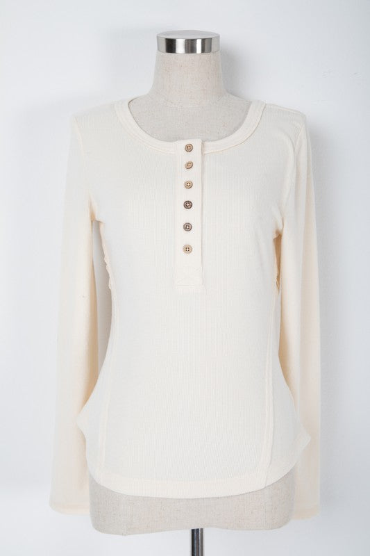 Soft Brushed Henley Long Sleeve-very j-Ella G Boutique, Women's Fashion Boutique Located in Warrrington, PA