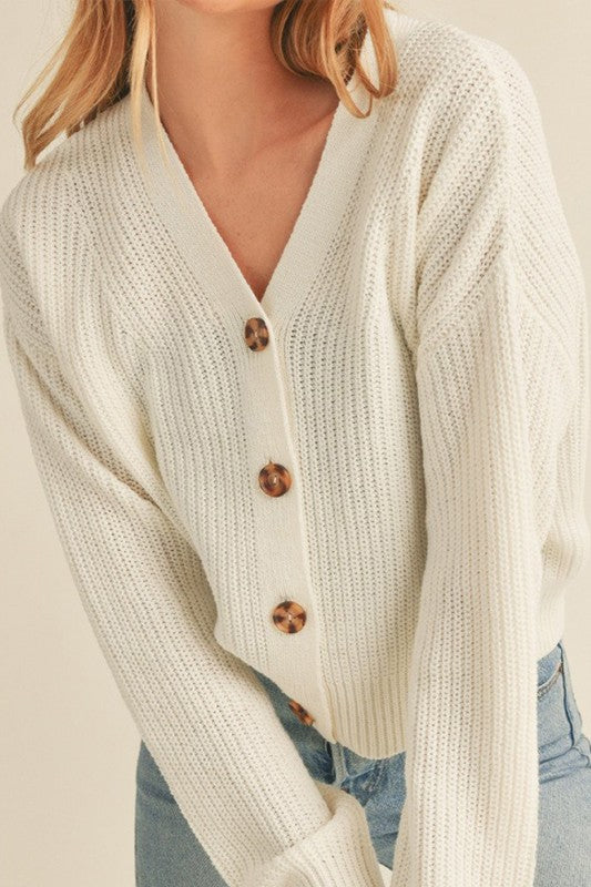 Ivory Cropped Cardigan-Style Up-Ella G Boutique, Women's Fashion Boutique Located in Warrrington, PA