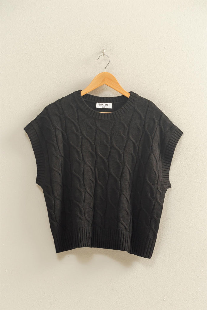 Sleeveless Oversized Cable Knit Sweater Vest-HyFve-Ella G Boutique, Women's Fashion Boutique Located in Warrrington, PA