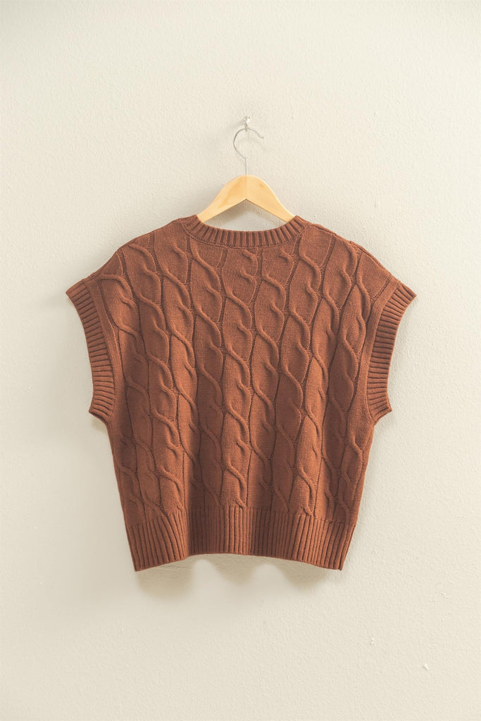Sleeveless Oversized Cable Knit Sweater Vest-HyFve-Ella G Boutique, Women's Fashion Boutique Located in Warrrington, PA