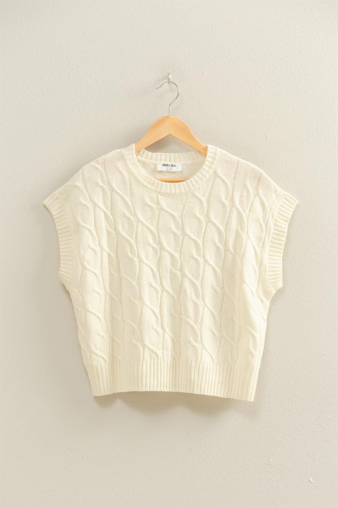 Sleeveless Oversized Cable Knit Sweater Vest-HyFve-Ella G Boutique, Women's Fashion Boutique Located in Warrrington, PA