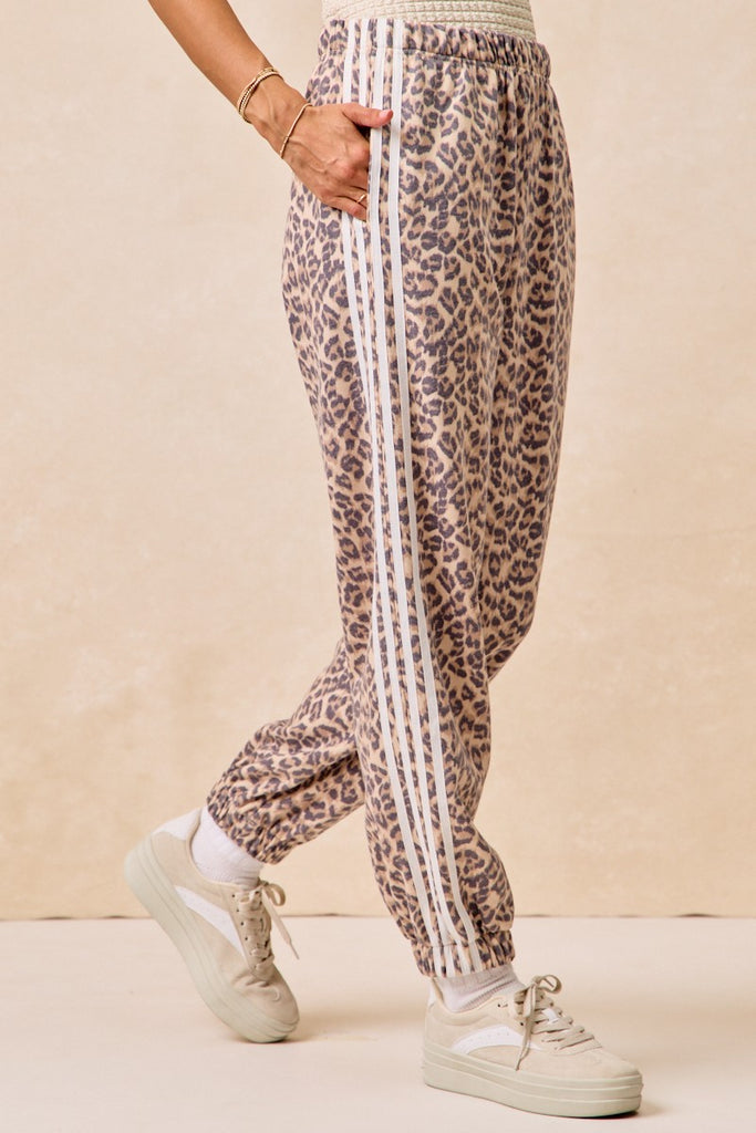 Leopard Striped Track Pant Joggers-Bibi-Ella G Boutique, Women's Fashion Boutique Located in Warrrington, PA