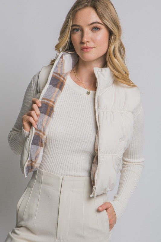 Reversible Plaid Puffer Vest-Love Tree-Ella G Boutique, Women's Fashion Boutique Located in Warrrington, PA
