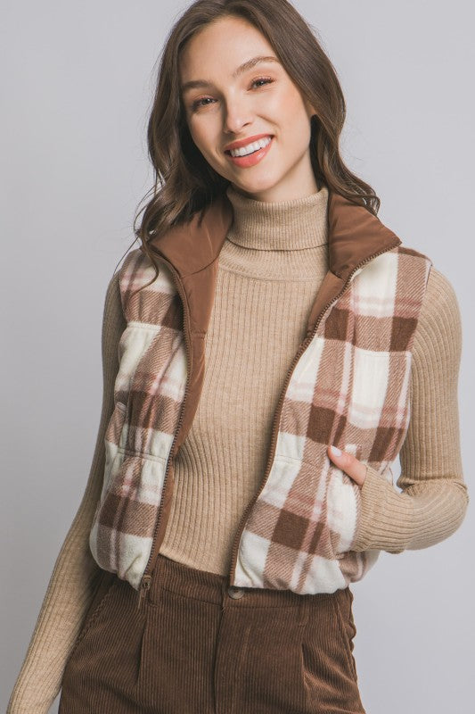 Reversible Plaid Puffer Vest-Love Tree-Ella G Boutique, Women's Fashion Boutique Located in Warrrington, PA