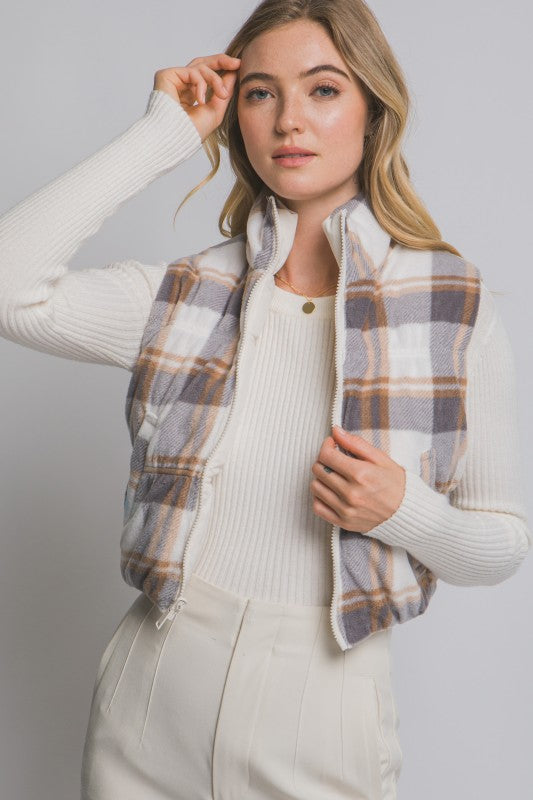 Reversible Plaid Puffer Vest-Love Tree-Ella G Boutique, Women's Fashion Boutique Located in Warrrington, PA