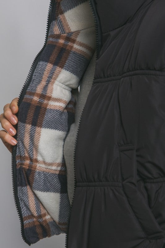 Reversible Plaid Puffer Vest-Love Tree-Ella G Boutique, Women's Fashion Boutique Located in Warrrington, PA